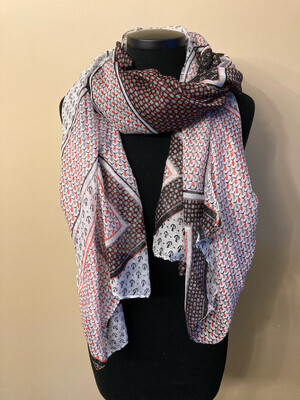 Sjaal bolletjes en ankers 180 x 90 cm