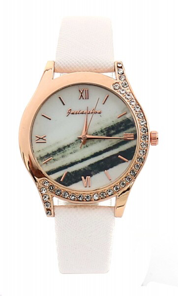 Rond horloge dames goud met strass 36mm (6 Kleuren)