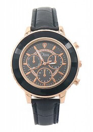 Rond horloge dames koper 36mm (3 Kleuren), Kleur: Zwart
