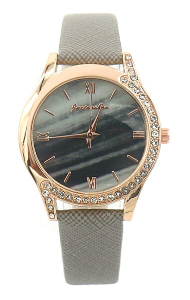 Rond horloge dames goud met strass 36mm (6 Kleuren), Kleur: Taupe