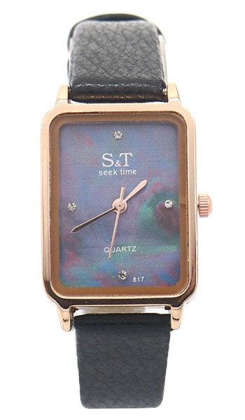 Rechthoekig horloge dames 28x22mm (2 Kleuren), Kleur: Zwart