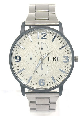 Horloge heren gun metal-wit