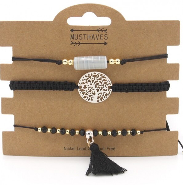 Set armbandjes met kwastje (2 Kleuren)