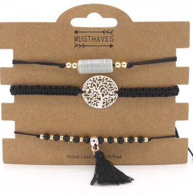 Set armbandjes met kwastje (2 Kleuren)