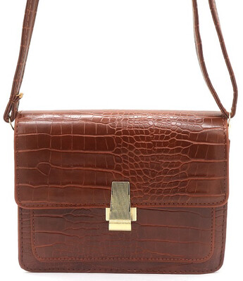 Kleine handtas patroon bruin 19,5x15x6cm