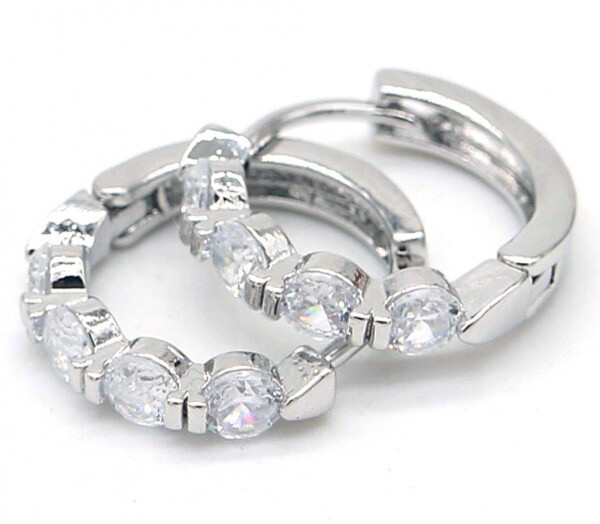 Oorbellen 15mm met zirkonia zilver
