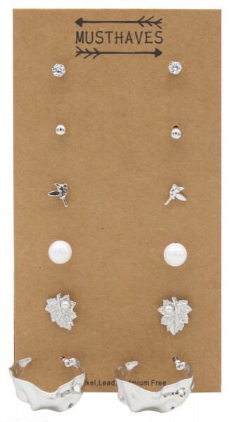 Set oorbellen 6stuks zilver