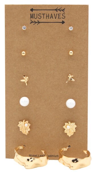 Set oorbellen 6stuks goud