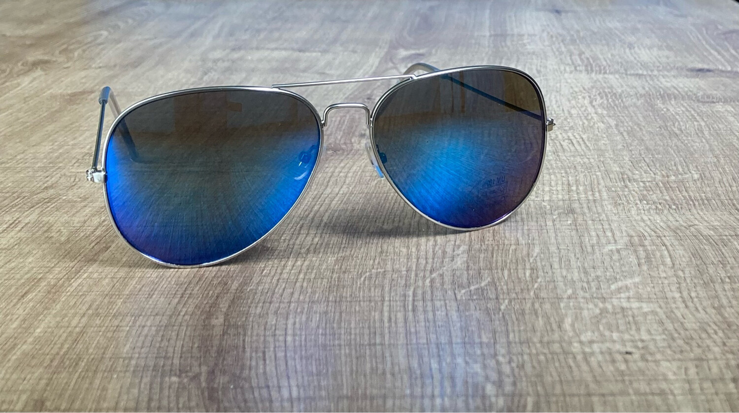 Zonnebril piloot zilver-blauw
