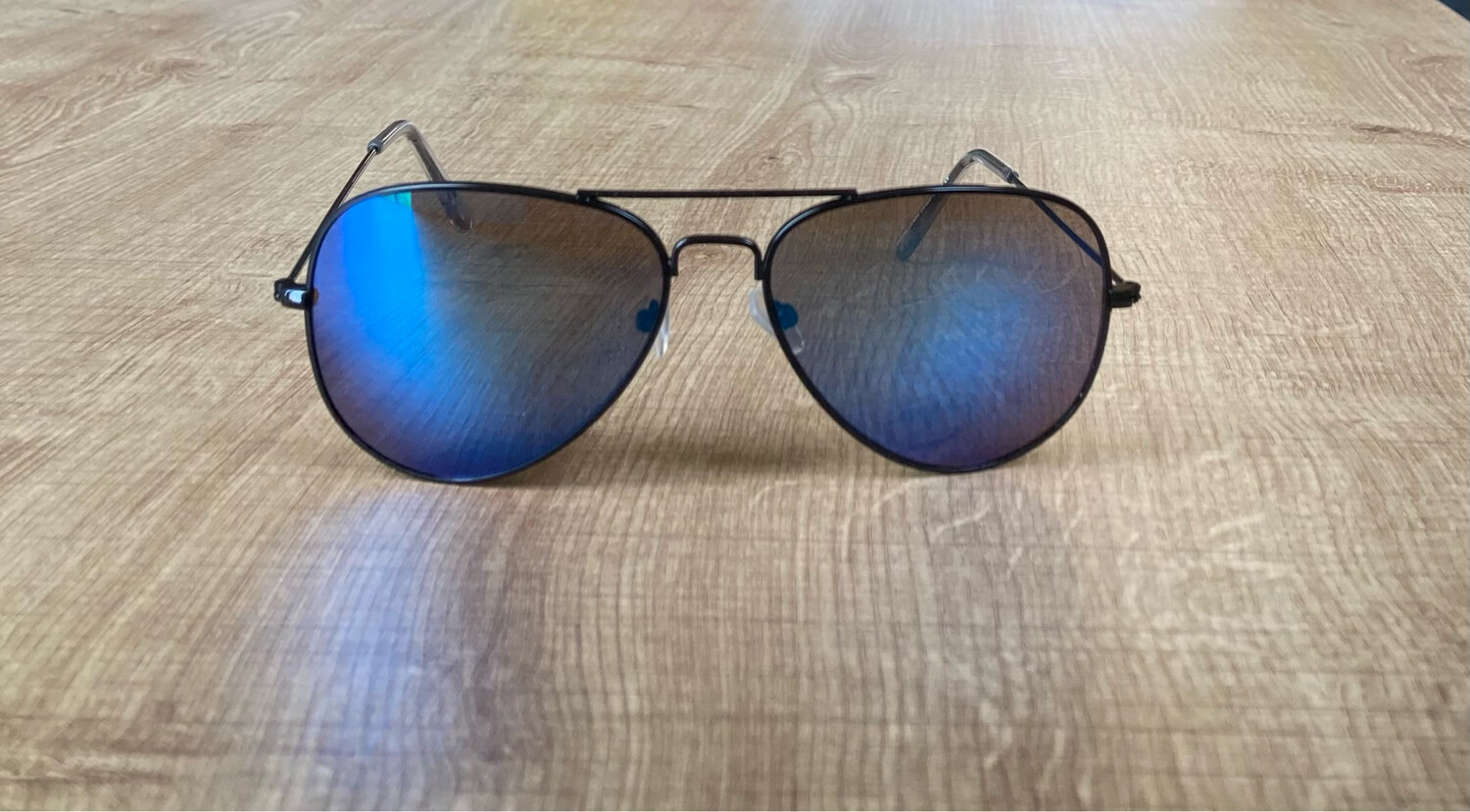 Zonnebril piloot zwart-blauw