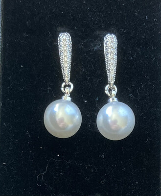 Oorbellen sterling zilver 925 witte parel