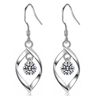Oorbellen sterling zilver 925 druppel met kristal