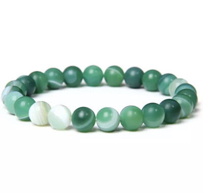 Natuursteen kralen armband groene nerven agaat