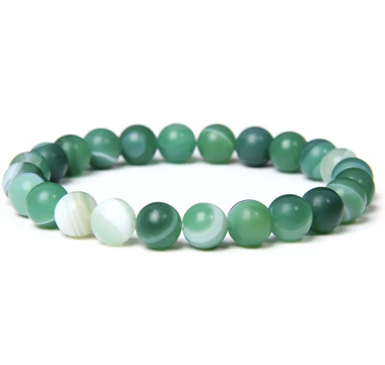 Natuursteen kralen armband groene nerven agaat