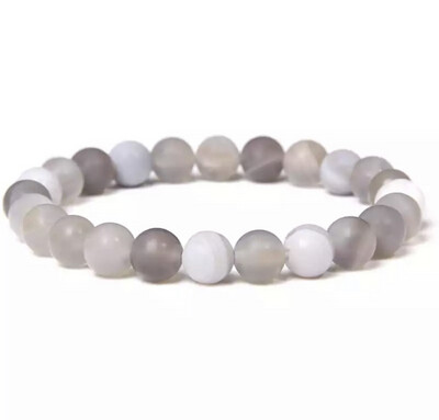 Natuursteen kralen armband agaat grijs
