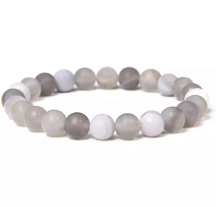 Natuursteen kralen armband agaat grijs