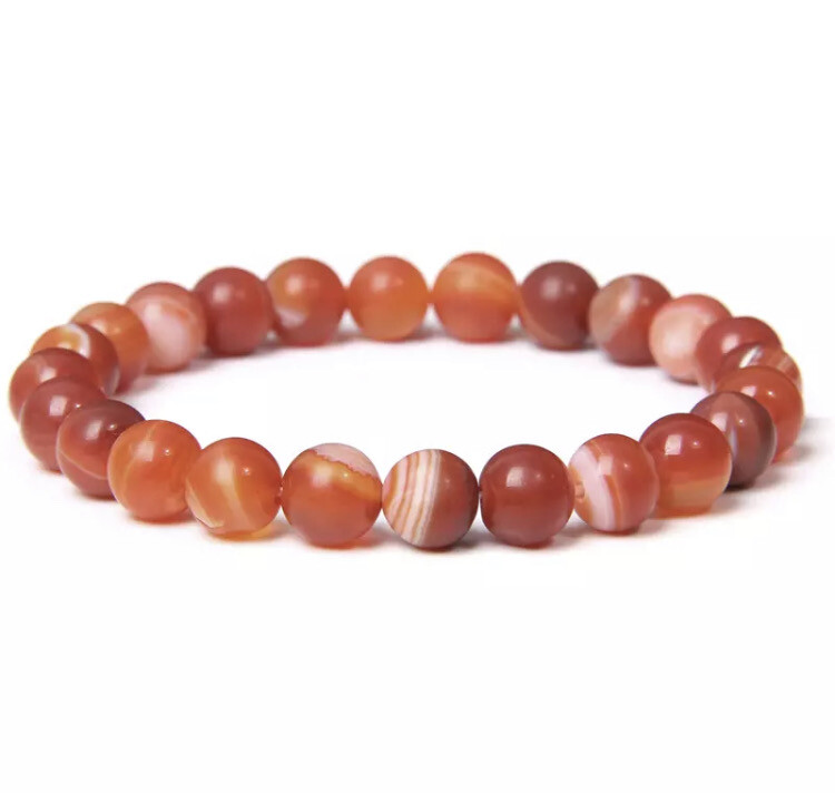 Natuursteen kralen armband rode nerven agaat