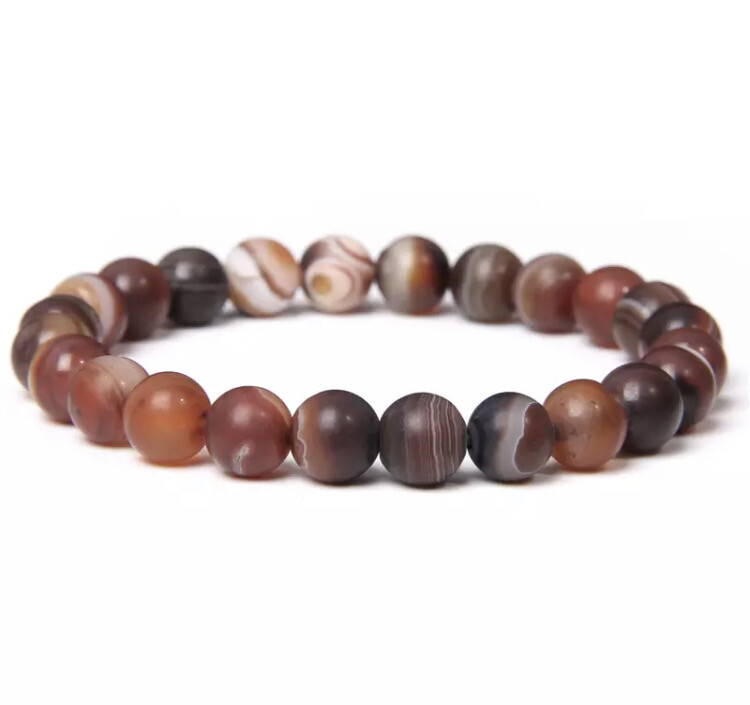 Natuursteen kralen armband bruine nerven agaat