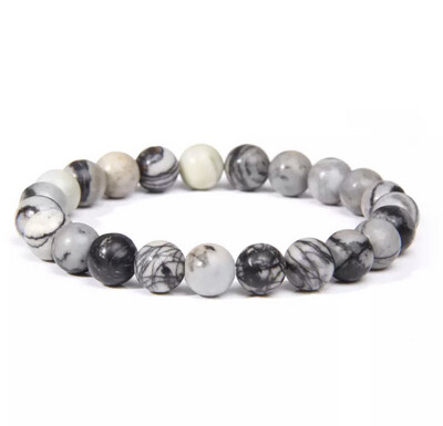 Natuursteen kralen armband zwarte picasso jaspis