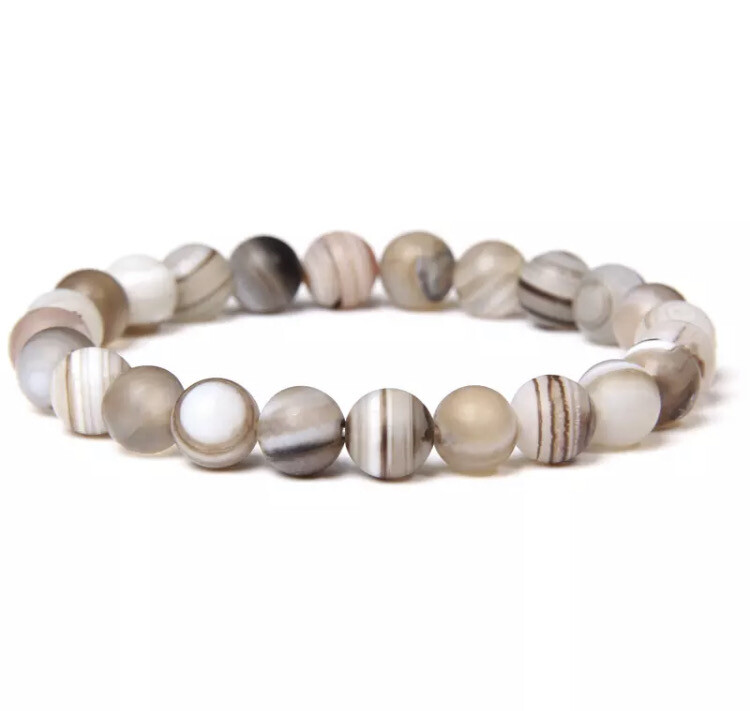 Natuursteen kralen armband gestreepte agaat