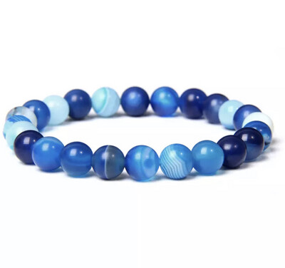Natuursteen kralen armband blauwe nerven agaat