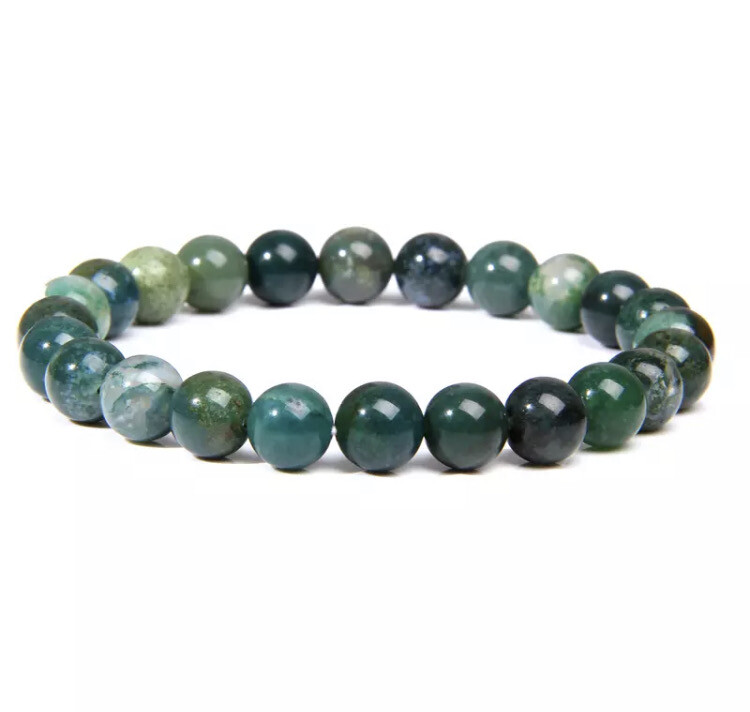 Natuursteen kralen armband mosagaat