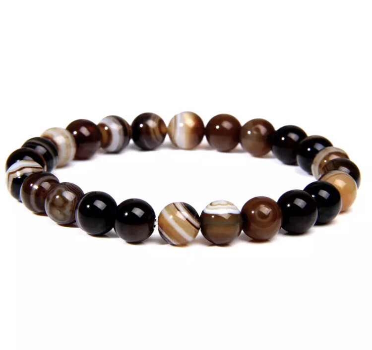 Natuursteen kralen armband gestreepte agaat