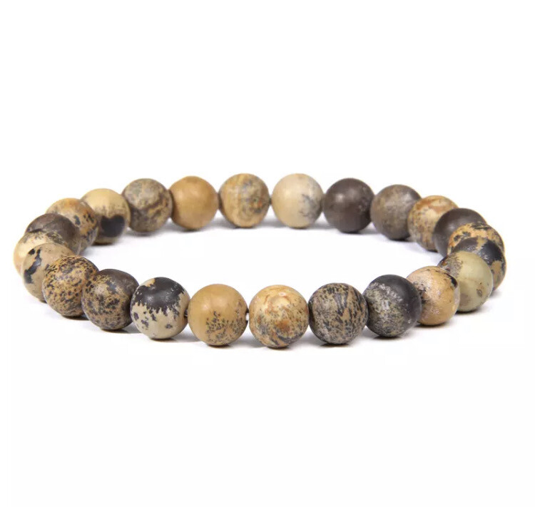 Natuursteen kralen armband luipaard