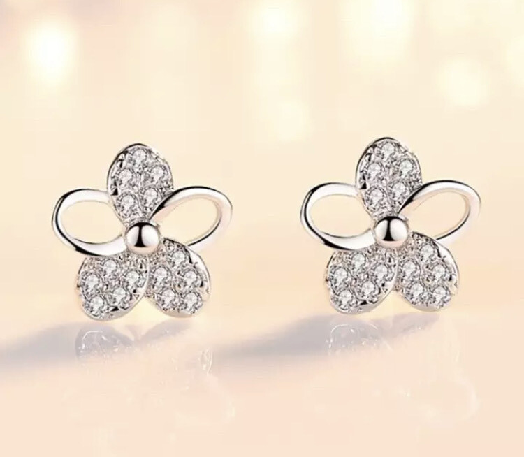 Sterling 925 zilveren oorbellen bloem