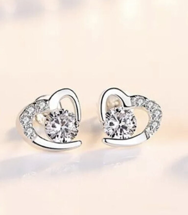 Sterling 925 zilveren oorbellen hart