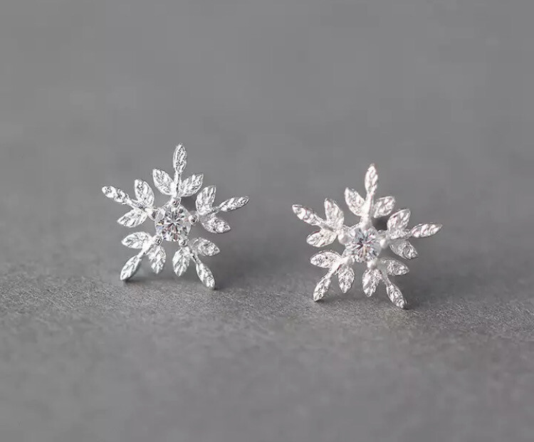 Sterling 925 zilveren oorbellen sneeuwvlok