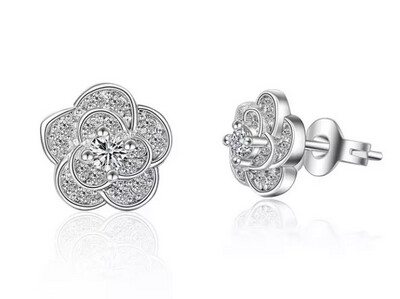 Sterling 925 zilveren oorbellen bloem