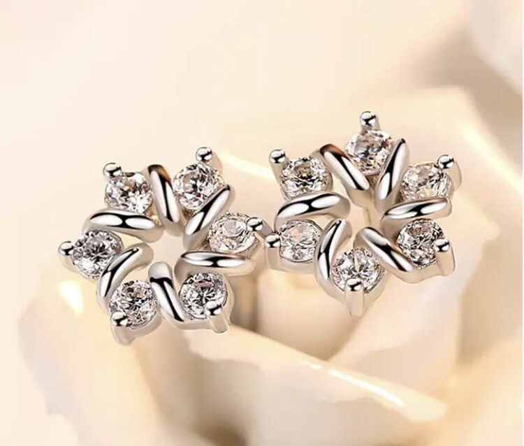 Sterling 925 zilveren oorbellen bloem