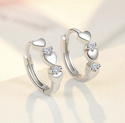 Oorbellen ring hart en strass