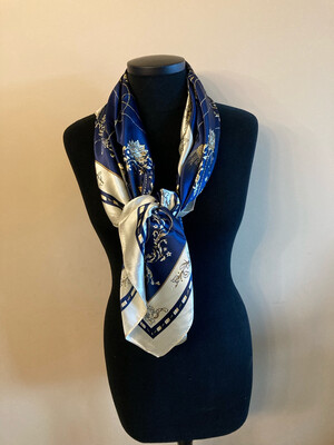 Sjaal met print blauw 90 x 90 cm
