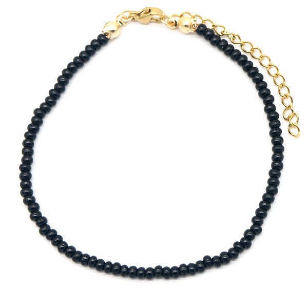 Armband glaskralen zwart