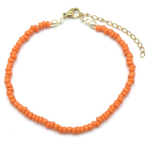 Armband glaskralen oranje