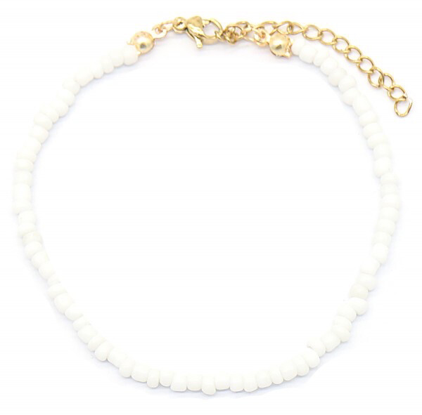 Armband glaskralen wit