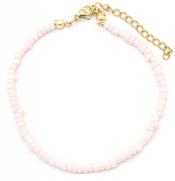 Armband glaskralen roze