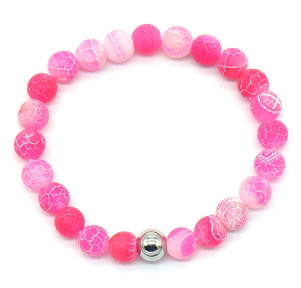 Armband gebarsten agaat roze
