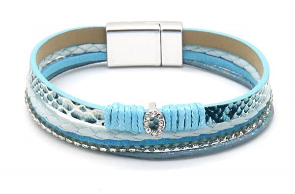 Armband slangenprint kristal blauw