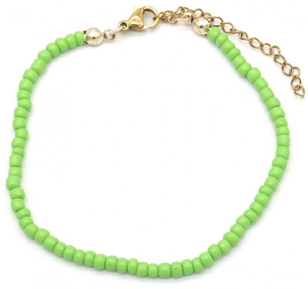 Armband glaskralen limoengroen