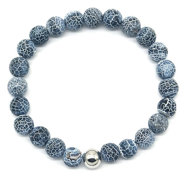 Armband gebarsten agaat navy