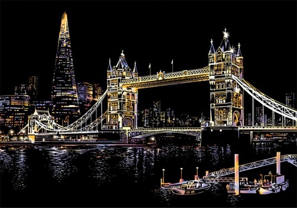 Scratch Painting Tower Bridge 40x28 cm