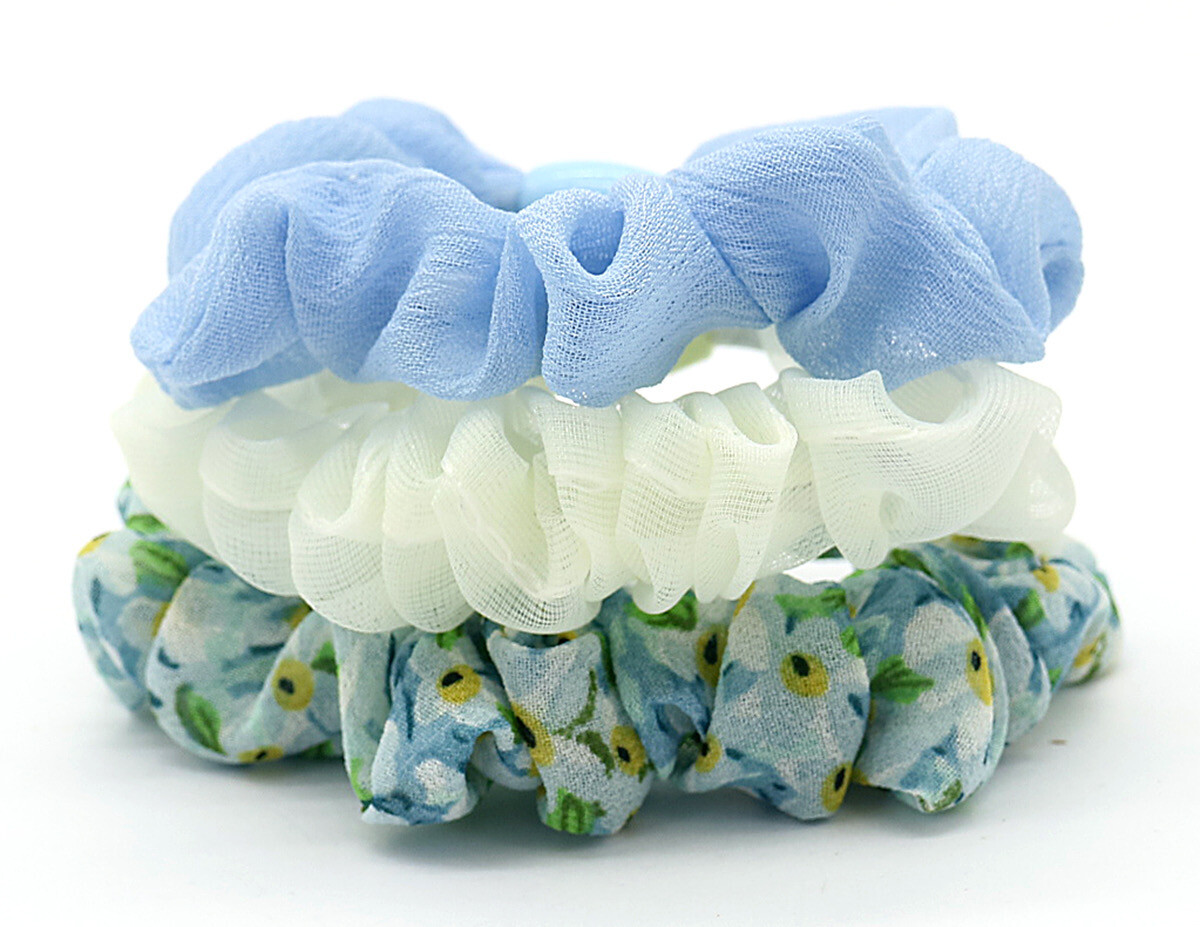 Scrunchies 3pcs Geel-Blauw