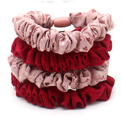 Scrunchies 4pcs Rood-Roze