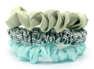 Scrunchies 3pcs Groen-Blauw