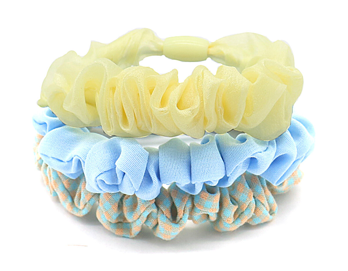 Scrunchies 3pcs Geel-Blauw