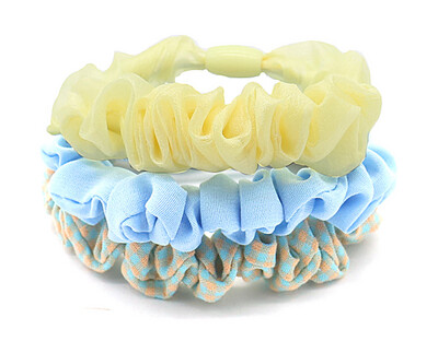 Scrunchies 3pcs Geel-Blauw