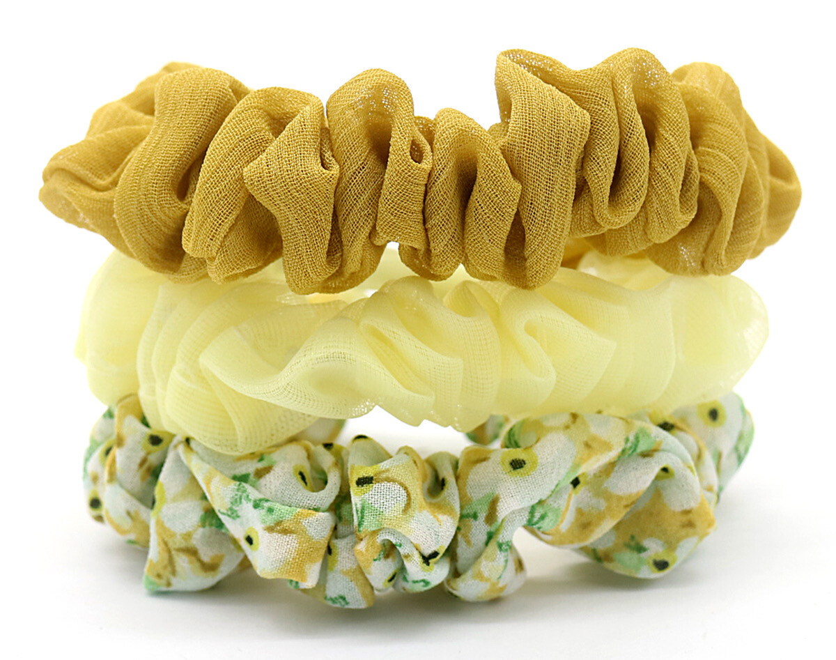 Scrunchies 3pcs Geel